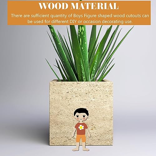 COHEALI 50pcs Wooden Boy Cutout Unfinished People Shaped Craft Sticks Blank Wooden Slices for DIY Projects COHEALI