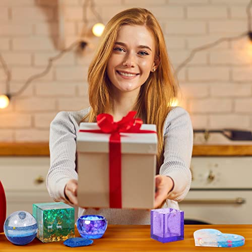 KISREL Resin Molds Silicone Kit 12PCS, Epoxy Resin Molds, Resin Mold Including Cube, Pen Container, Pyramid, Ashtray, Tray, Love, Round, Square, KISREL