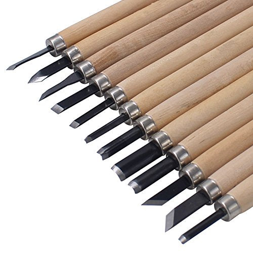 HAZOULEN Wood Carving Knife Set, 12 Pcs Carving Tools for DIY Sculpture Beginners HAZOULEN