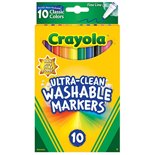 Crayola Ultra-Clean Washable Markers, Fine Line Multicolor, 10 Count Crayola