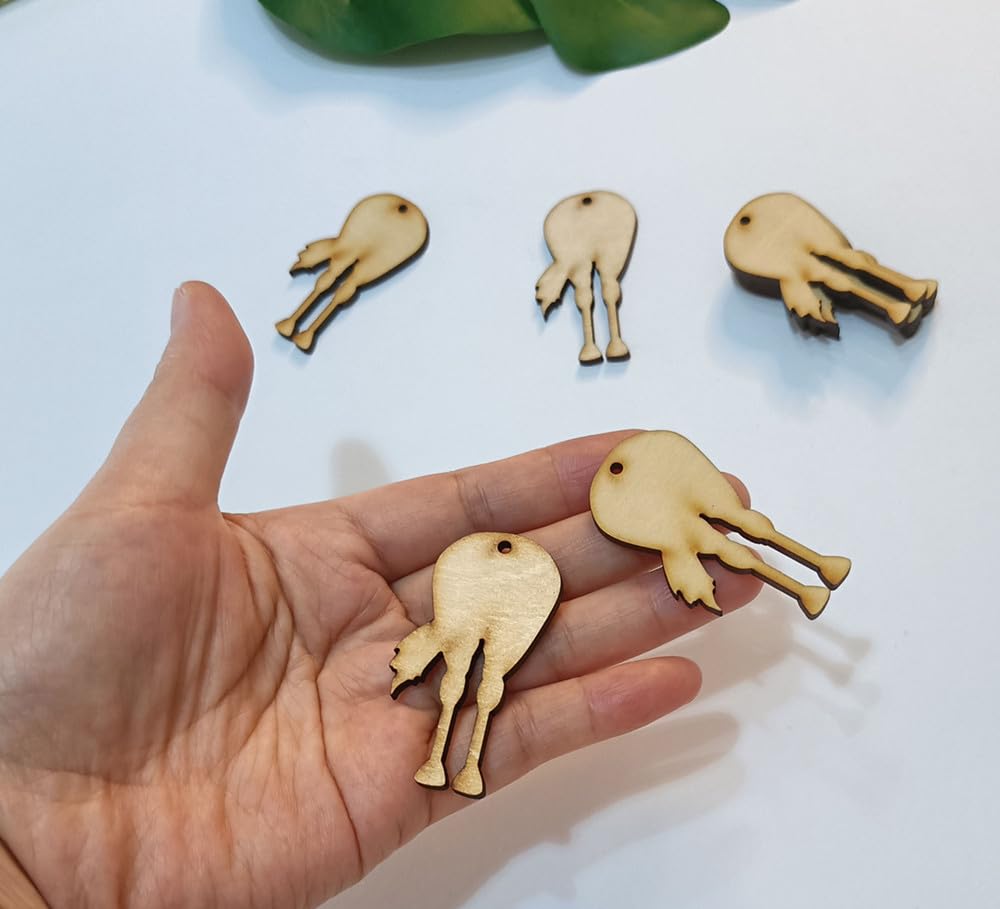 20pcs Horse Ornament Wood Blank,Horse Tail Butt Ornament (with Tail, 5'') Yuxuanish