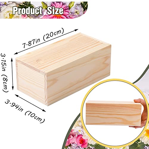 3 Pieces 7.87 x 3.94 x 3.15 Inch Unfinished Wood Box with Sliding Lid, Small Wooden Storage Crates Container Empty Gift Boxes Pencil Box for Crafts Blulu