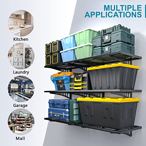 Dtrik Garage Storage Shelving Wall Mounted, 2 Pack 2x3ft, Loads 500 lbs Heavy Duty Sturdy Wall Shelves, Strong Garage Organiser, Storage Racks Units, Dtrik