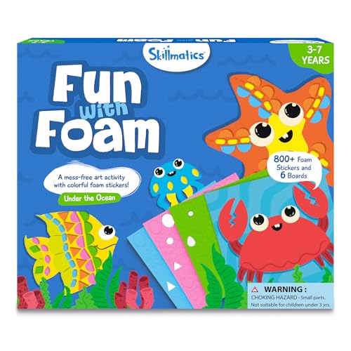 Skillmatics Art Activity - Fun with Foam Underwater Animals, No Mess Sticker Art for Kids, Craft Kits, DIY Activity, Gifts for Boys & Girls Ages 3, Skillmatics