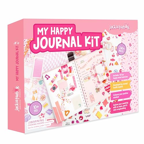 jackinthebox DIY Journal for Girls Ages 8-12 | 242 PCS | Scrapbook Kit | Tween Girls Gifts | Girls Journal Kit | Includes 10 fun guided spreads | jackinthebox