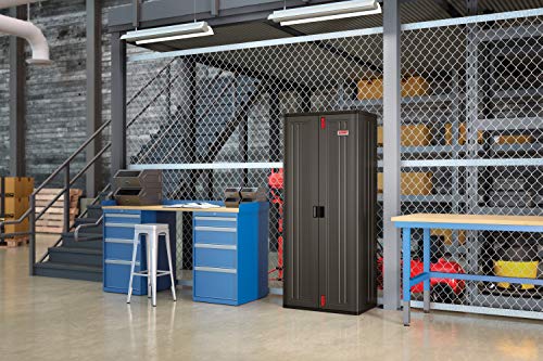 Suncast Commercial 19 Cubic Ft. Heavy-Duty Resin Cabinet with 4 Shelves, Black Suncast Commercial