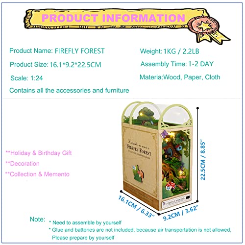 Roroom DIY Book Nook Kit, DIY Dollhouse Booknook Bookshelf Insert Decor Alley,3D Wooden Puzzle with Book Nook Bookshelf Insert Wood Bookend Model Roroom