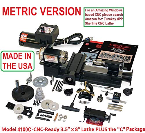 Sherline 4100C-CNC 3.5" X 8" CNC Lathe (Metric) +"C" Package (Intended for Computerized CNC) Computerized Sherline CNC control (Windows OS)