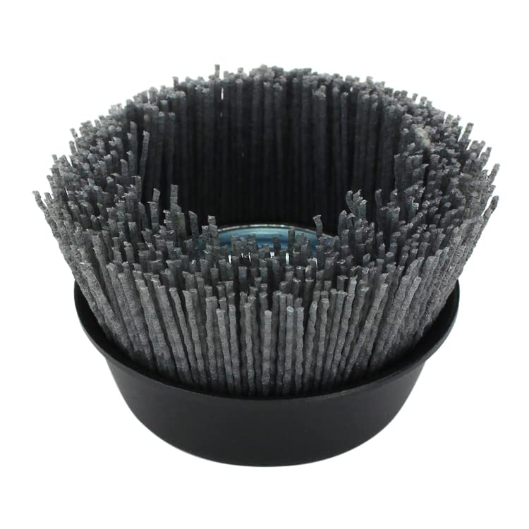 BHA 4" Abrasive Filament Nylon Bristle Cup Brush, 5/8-11 Threat Arbor - Gray (80 Grit) BHA
