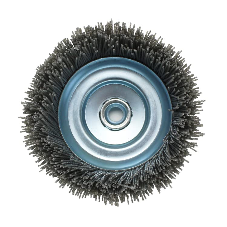 BHA 6" Abrasive Filament Nylon Bristle Cup Brush, 5/8"-11 Thread Arbor - Gray (80 Grit) BHA
