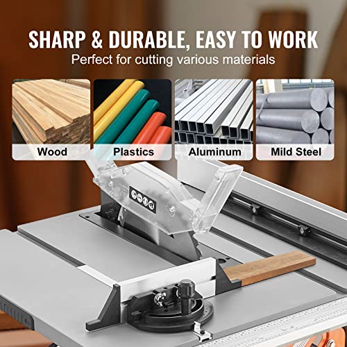 VEVOR Table Saw for Jobsite, 10-inch 15-Amp, 25-in Max Rip Capacity, Cutting Speed up to 4500RPM, 40T Blade, Portable Compact Tablesaw with Sliding VEVOR