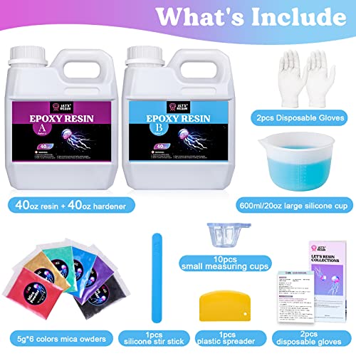 LET'S RESIN 80oz Crystal Clear Casting Resin Kit,Bubbles Free Epoxy Resin Supplies,Clear Resin for Craft,Tumblers,Molds,Jewelry,Resin and Hardener LET'S RESIN