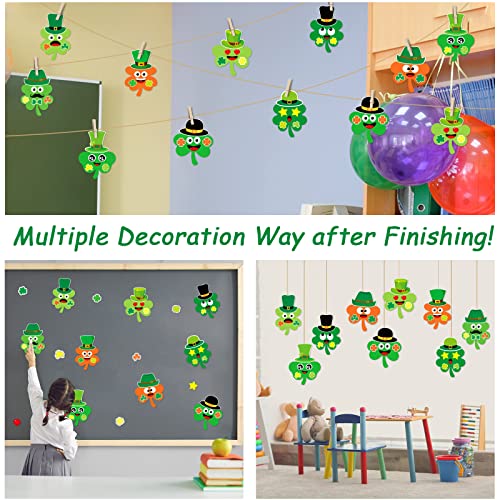 chiazllta 36 Packs St. Patrick's Day Craft Kits DIY Shamrock Art Craft for Preschool Kids, St. Patrick’s Day Make Your Own Shamrock Paper Craft Set chiazllta