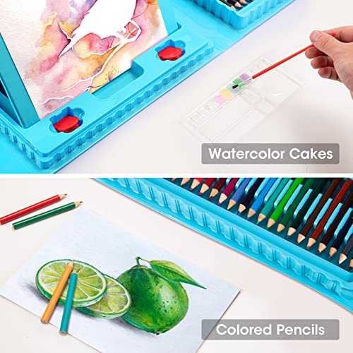 VigorFun Art Supplies, 240-Piece Drawing Art Kit, Gifts Art Set Case with Double Sided Trifold Easel, Includes Oil Pastels, Crayons, Colored Pencils, VigorFun