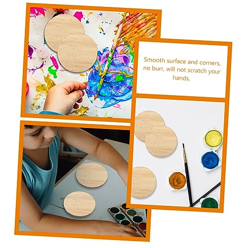 Tofficu 10pcs Round Bamboo Practical Unfinished Circle Bamboo Slices Durable Unfinished Circle Unfinished Bamboo Chips Unfinished Round Chips Tofficu