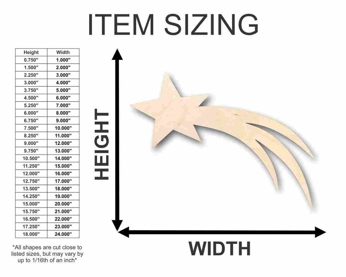 Unfinished Wood Comet Shooting Star Shape - Space - Nursery - Craft - up to 24" DIY 10" / 3/4" 24 Hour Crafts