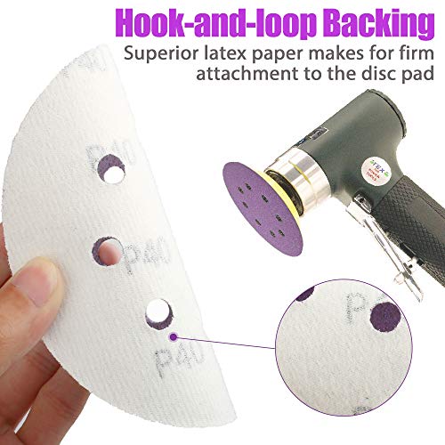 LotFancy Sanding Discs 5 Inch 8 Hole, 100PCS 40 60 80 120 180 220 240 320 400 800 Grit Assorted Professional Sandpaper, Hook and Loop Random Orbital LotFancy