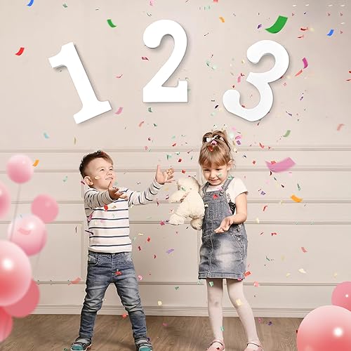 AOCEAN 10 Inch White Wood Numbers Unfinished Wood Numbers for Wall Decor Decorative Standing Numbers Slices Sign Board Decoration for Craft Home AOCEAN