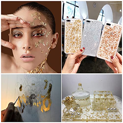 Mingjieus Gilding Flakes Set,Gold Foil Flakes for Resin,3 Bottles Metallic Foil Flakes for Resin Jewelry Making,Nails,Painting Art,Crafts and Mingjieus