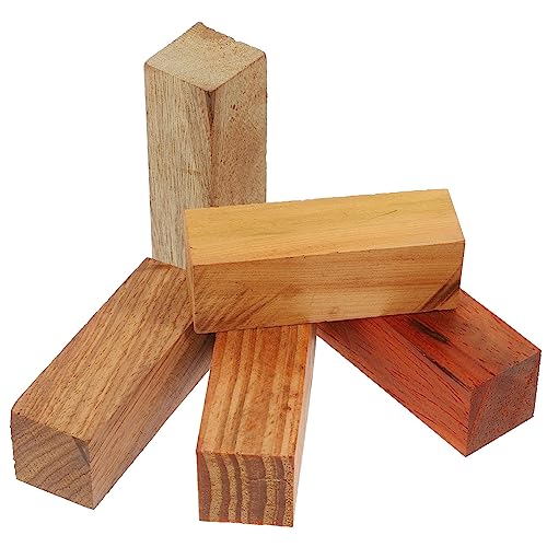 EXCEART 5pcs Carved Wood Whittling Kit Unfinished Wood Whittling Blocks DIY Wooden Stamper Wood Carving Rubber Seal Carving Soft Wooden Blocks Blank EXCEART