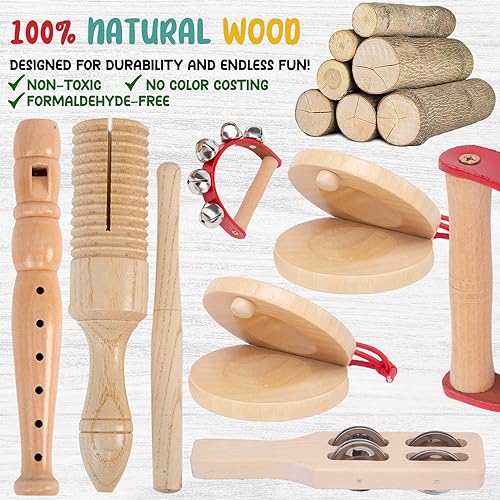 Stoie’s Wooden Music Set, Percussion Kids Musical Instruments, Montessori Unique Play Toddler Musical Instruments for Kids Ages 3, 5, 9, 12- Baby Stoie's
