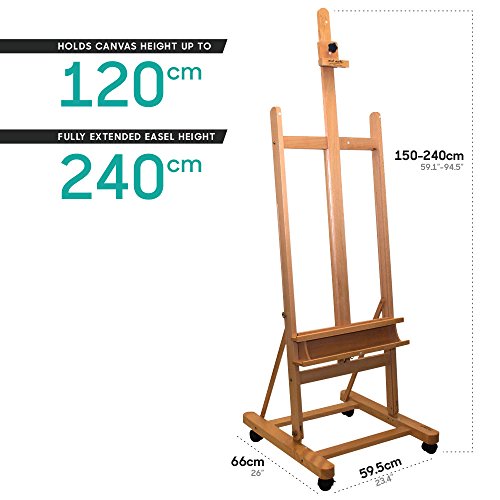 Mont Marte Painting Easel Large Easel for Painting, Studio Easel w/castors Beech Wood Mont Marte
