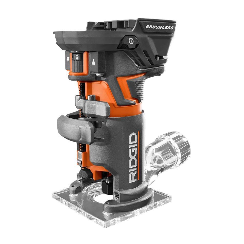 18-Volt OCTANE™ Cordless Brushless Compact Fixed Base Router with 1/4 in. Bit, Round and Square Bases, and Collet Wrench RIDGID
