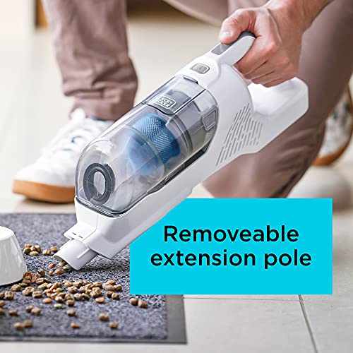 BLACK+DECKER POWERSERIES+ 16V MAX Cordless Stick Vacuum with LED Floor Lights, Lightweight, Multi-Surface, White (BHFEA420J) BLACK+DECKER