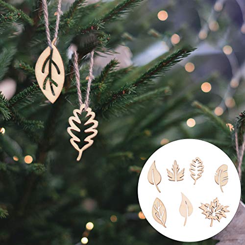 VOSAREA 100pcs Leaves Wood Chips Unfinished Wooden Slices Wooden Leaves Chip Wooden Leaves Embellishments Unfinished Wooden Cutouts Wood Discs Slices VOSAREA