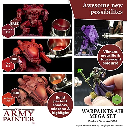 The Army Painter - Warpaints Airbrush Mega Paint Set & Airbrush Paint Thinner Bundle - Non-Toxic Water Based Acrylic Airbrush Paint Set, Flow The Army Painter