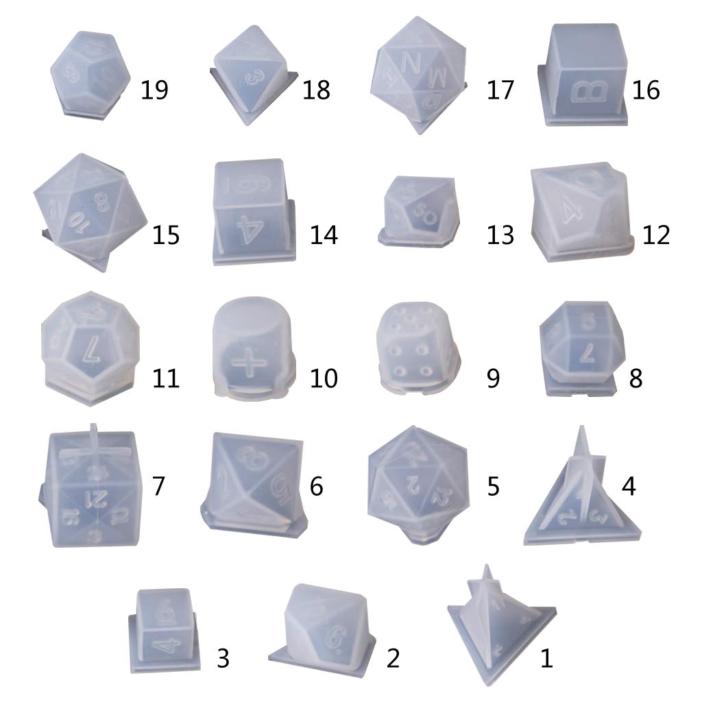 Epoxy Mold Dice Fillet Shape Resin Molds Digital Game Crafts Epoxy Resin Casting Molds for DIY Crafts Keychains Jewelry Making NUEAYMS