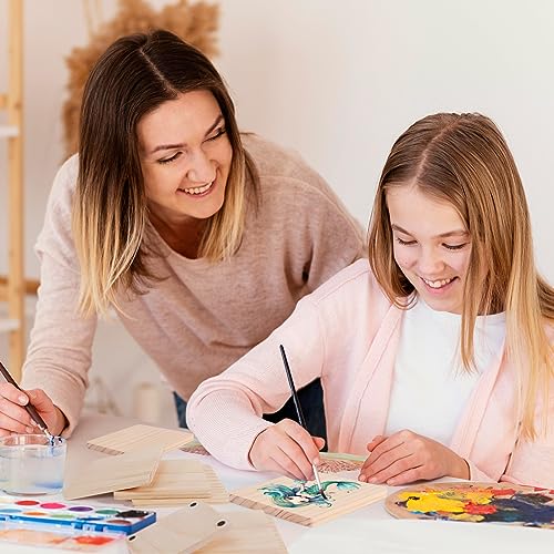 12 Pack Unfinished Wood Coasters, GOH DODD 5 Inch Wooden Coasters Crafts Blanks for DIY Drawing Painting Laser Engraving Wood Burning, Square GOH DODD