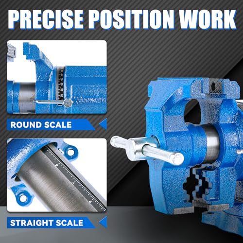 COGNATIVE 360° Multi-Purpose Bench Vise, Ductile Iron, Heavy Duty with Anvil, Clamp force 4000KG, Blue, 5-Inch COGNATIVE