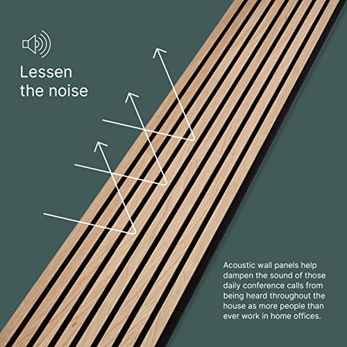 SLATPANEL Two Acoustic Wood Wall Veneer Slat Panels - Natural Oak | 94.49” x 12.6” Each | Soundproof Paneling | Wall Panels for Interior Wall Decor Slatpanel