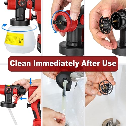 YEX-BUR Cordless Paint Sprayer for Milwaukee m18 18V Battery Handheld HVLP Spray Gun Easy to Spray for Furniture Fence Cars Walls DIY Works House YEX-BUR