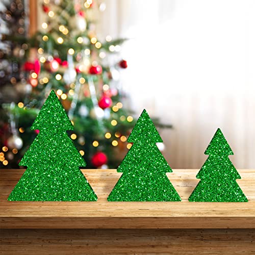 Whaline 6Pcs Christmas Tree Wooden Cutouts 3 Sizes Unfinished Xmas Tree Table Wooden Signs Farmhouse DIY Tiered Tray Decor for Christmas Home Kitchen Whaline