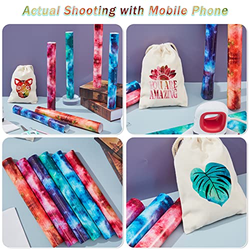 Tintnut Glow in Dark HTV Heat Transfer Vinyl - 12x10 inch 6 Sheets Luminous Galaxy Iron on Vinyl Galaxy HTV Vinyl for T-Shirts DIY Compatible with Tintnut