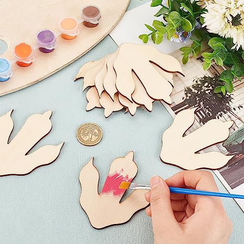 OLYCRAFT 12Pcs Wooden Dinosaur Foot Prints 3.5x3x0.3inch Unfinished Blank Wood Cutouts Slices Natural Claw Shape Unfinished Wood DIY Crafts Dinosaur OLYCRAFT