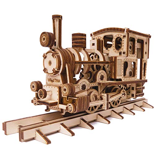 Wood Trick Train 3D Wooden Puzzle for Adults and Kids to Build - 6x4″ - Locomotive Model Kit for Adults and Kids Wood Trick
