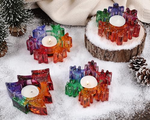 Wehous Christmas Resin Molds, 2PCS Snowflake Tree Candle Holder Silicone Resin Mold, 3D Christmas Epoxy Casting Mold, DIY Tealight Votive Jewelry Wehous