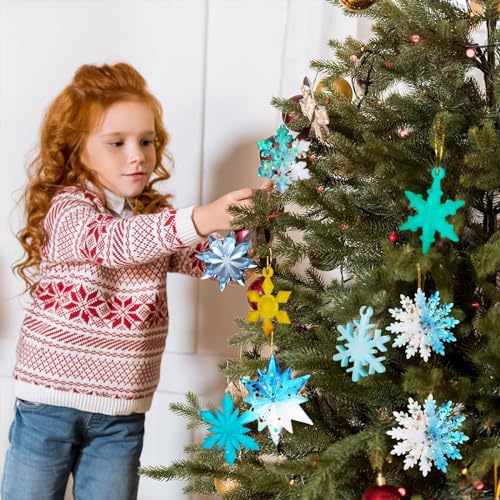 Christmas Resin Molds 8Pcs 3D Ice Crystal Snowflake Silicone Epoxy Resin Mold Soap Keychain Jewelry Casting Silicone Mold for Christmas Tree Home OMDBAGD