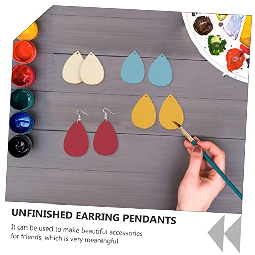 SEWACC 50pcs Water Drop Earrings Wood Piece Earring Pendants with Hole Ornament Earrings DIY Earring Supplies Earring Making Charm Unfinished Earring SEWACC