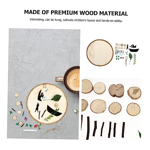 VILLCASE 1 Set DIY Log Painting Natural Wood Slices Painting Kit Unfinished Blank Sign Handmade Wood Painting Kids Toys Kid Craft Wedding Christmas VILLCASE
