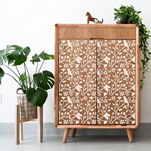 FINGERINSPIRE Bird on Branch Stencil for Painting 11.8x11.8inch Reusable Birds Tree Branches Stencil Birds Drawing Stencil Flower Stencil for FINGERINSPIRE