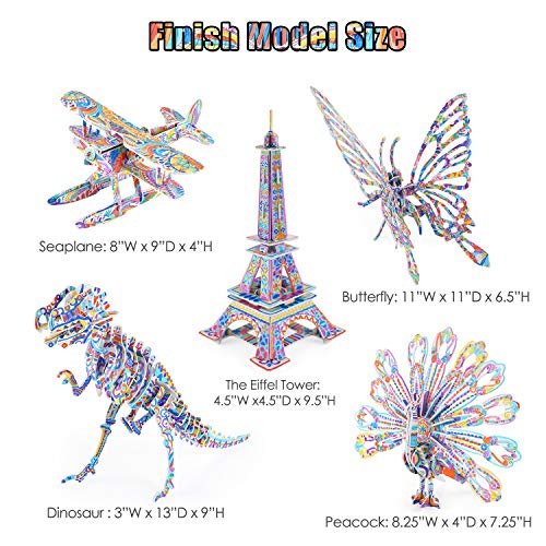 BEARUN 3D Coloring Puzzle Set, Arts and Crafts for Girls and Boys Age 6 7 8 9 10 11 12 Year Old, Fun Educational Painting Crafts Kit with Supplies BEARUN