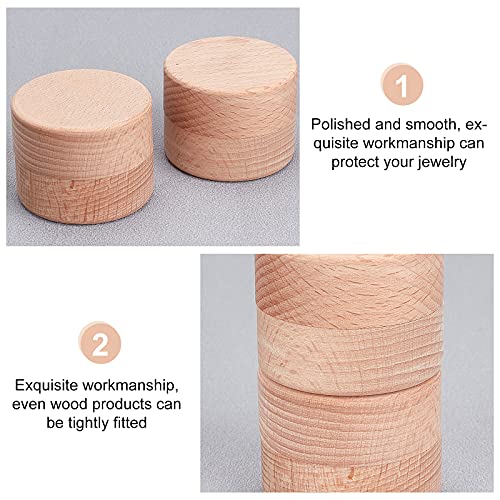 FINGERINSPIRE 3pcs 2x1.6 Inch Mini Round Wooden Box Small Storage Wooden Box Wedding Ring Jewelry Boxes DIY Storage Trinket Bearer Container Case FINGERINSPIRE