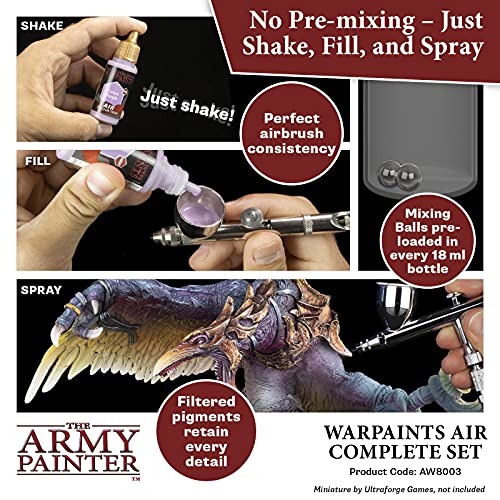 The Army Painter Warpaints Air Complete Set - 126 Non-Toxic Water Based Airbrush Paint Set – Miniature Paint for Tabletop Roleplaying, Boardgames, The Army Painter