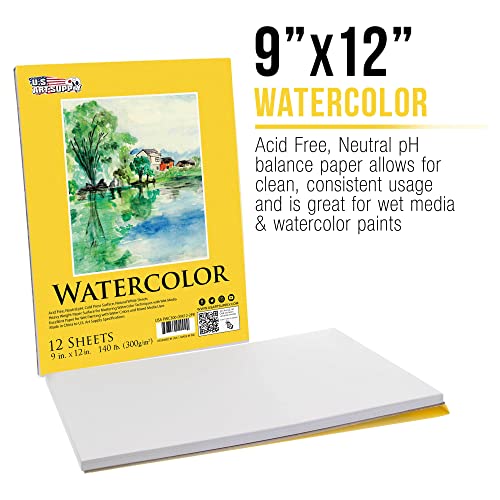 U.S. Art Supply 46-Piece Complete Artist Painting Set with Easel - 12 Acrylic & 12 Watercolor Paint Colors, Brushes, Canvas Panels, Watercolor Pad, U.S. Art Supply