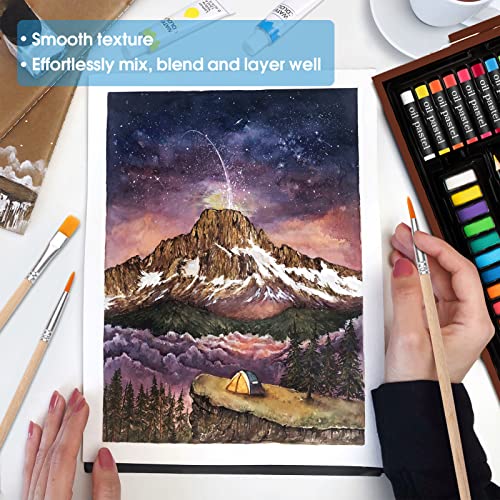 Art Supplies, Vigorfun Deluxe Wooden Art Set Crafts Drawing Painting Kit with 2 Sketch Pads, Oil Pastels, Acrylic, Watercolor Paints, Creative Gifts VigorFun