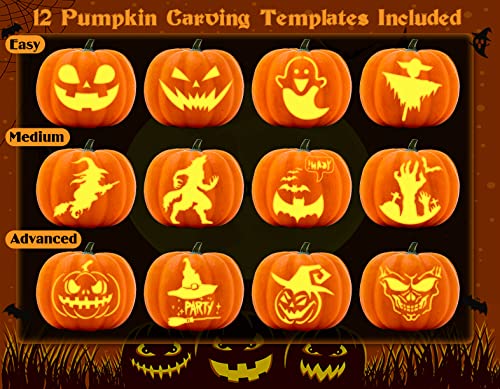 NESSTU Pumpkin Carving Kit with Stencils, 28 PCS Halloween Pumpkin Carving Tools, Professional Pumpkin Carving Set, Heavy Duty Stainless Steel NESSTU